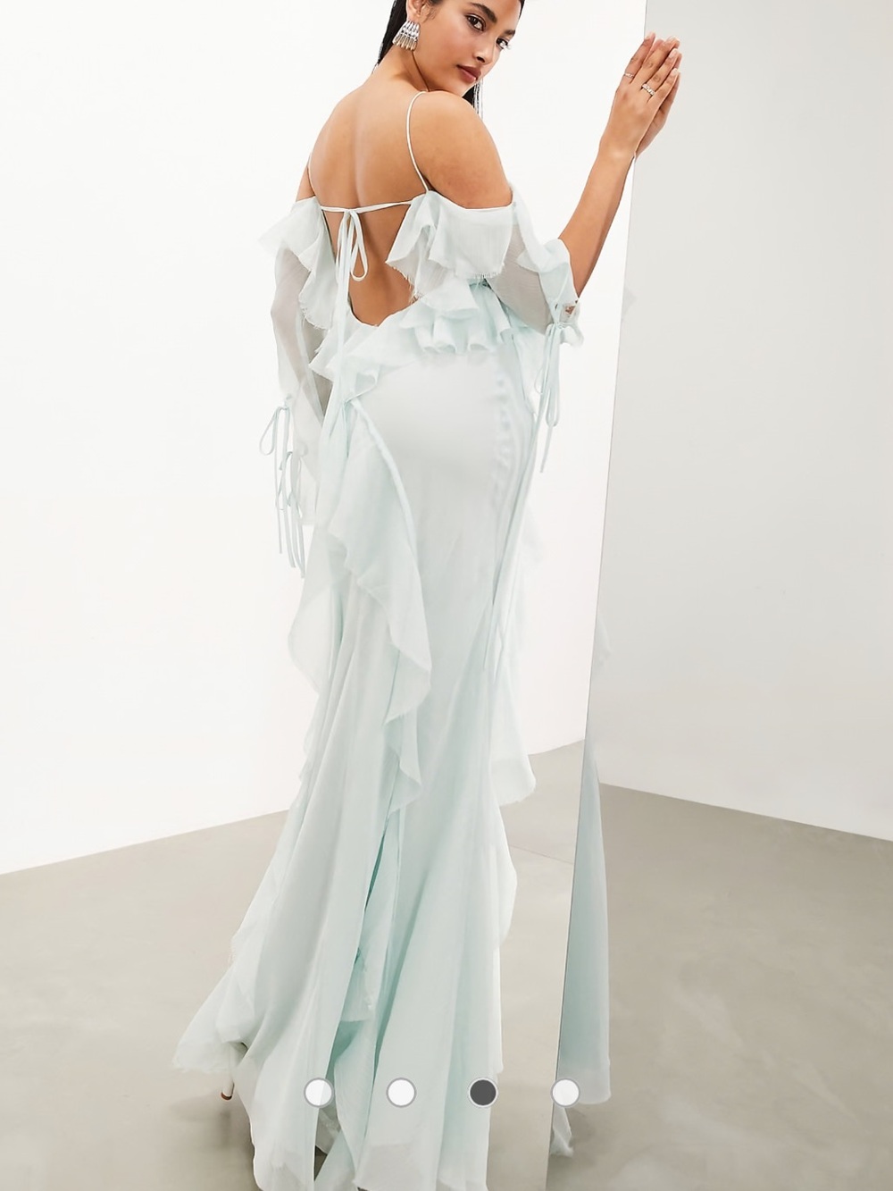 ASOS EDITION Chiffon Halter Cold Shoulder Maxi Dress - Picture 2 of 6
